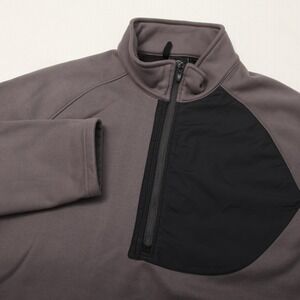 Victorinox Fleece Pullover Mens Large Gray Black 1/4 Zip Mock Neck Sweatshirt